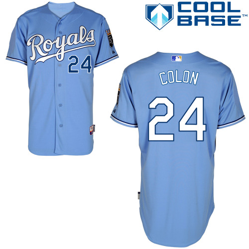 Christian Colon #24 MLB Jersey-Kansas City Royals Men's Authentic Alternate 1 Blue Cool Base Baseball Jersey
